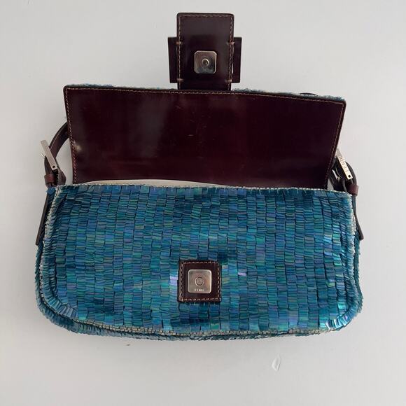 Vintage Fendi Blue Sequin Baguette - Picture 6 of 9